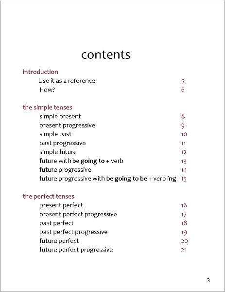The Table of Contents; The small guide To Improving Your English, a grammar booklet