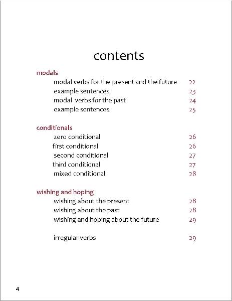The Table of Contents; The small guide To Improving Your English, a grammar booklet